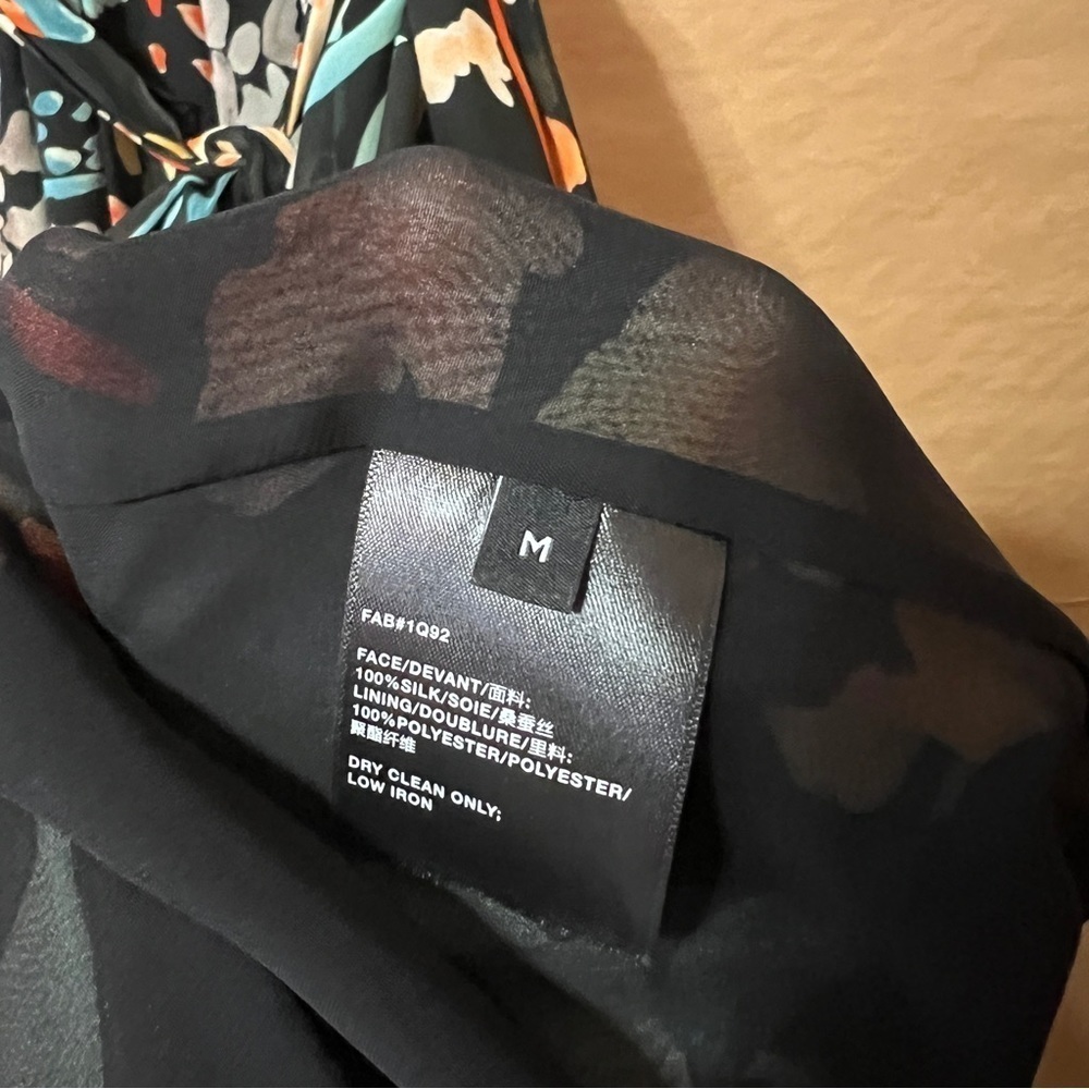 Lafayette 148 | Nia Blooming Eden Silk Midi Dress Pleated Tie Waist Size M - Picture 4 of 15